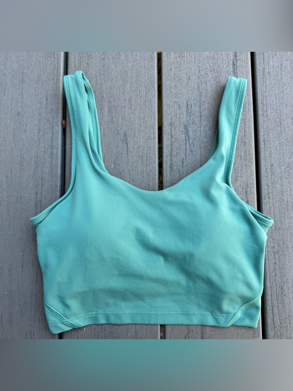 Yogalicious longline sports bra Size XS green/ turquoise color removable pads
